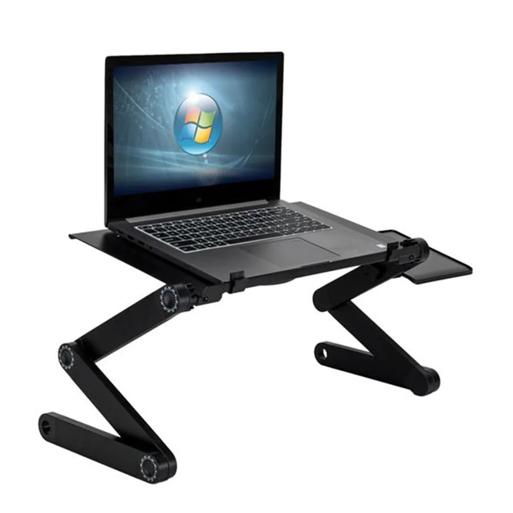 

48 x 26cm Folding Computer Desk Laptop Stand 360 Degree Rotation Legs Portable Aluminum Alloy Notebook Holder With Fan Mouse