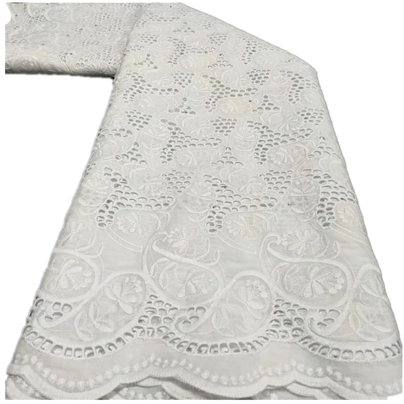 

New Fashion 2021 Swiss Voile Lace In Switzerland Pure White Dry Lace With Stones Cotton Lace Fabrics For Wedding Dresses TY21356
