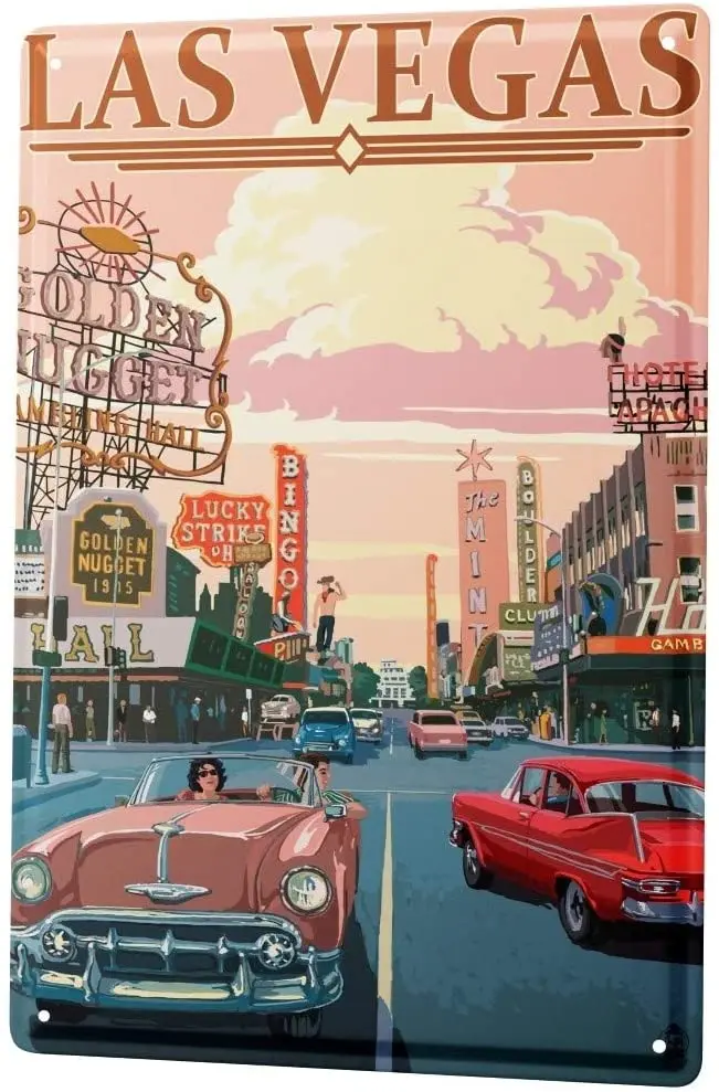

С 2004 года, жестяная металлическая пластина, декоративный знак, домашний декор, таблички, ретро-арт, Метрополь, Лас-Вегас