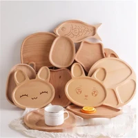 nordic creative childrens plates separate wooden baby complementary food anti fall plate cheese bread snack fruit storage plate