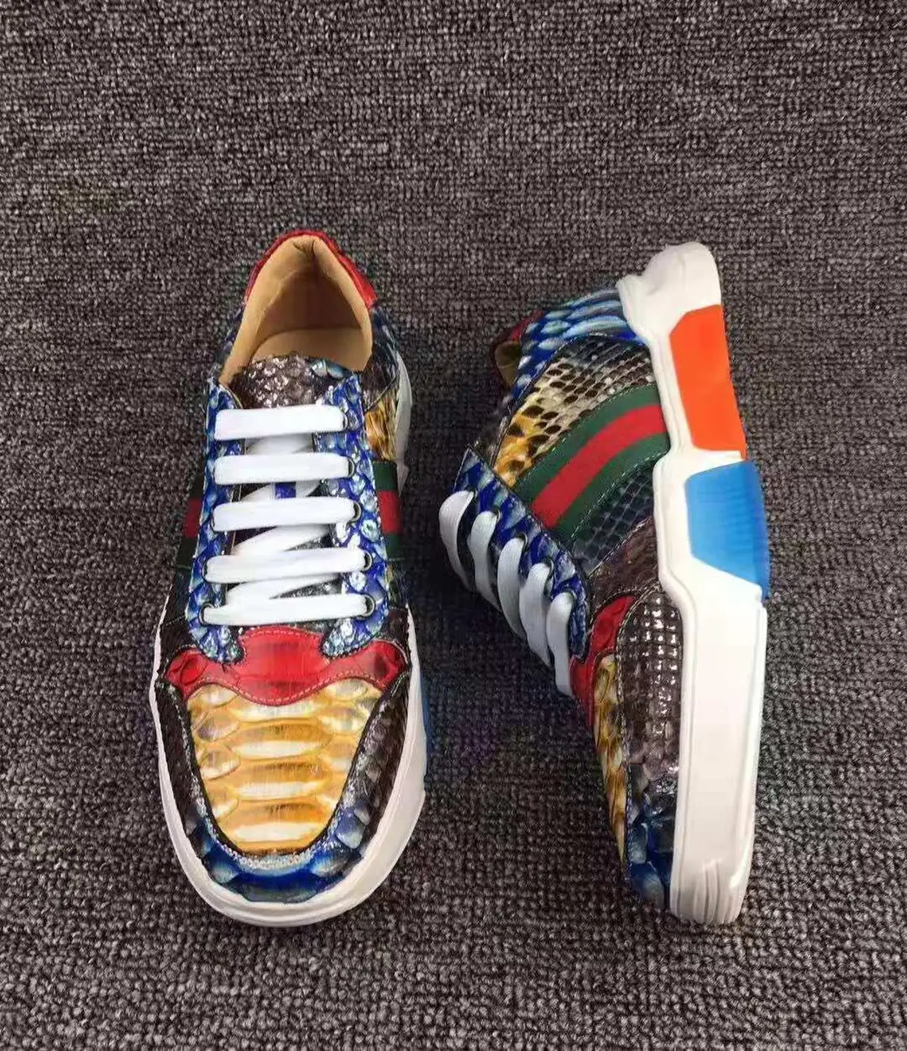 100% натуральная змеиная кожа Мужская модная обувь с подкладкой из коровьей кожи