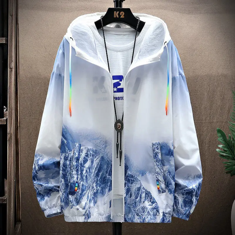 

Summer men's men's trend Korean ultra thin jacket men ice silk high-end clothes breathable jackets veste homme