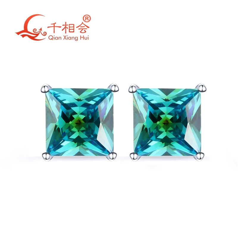 Серьги пусеты прямоугольной формы из серебра 925 пробы 8 мм|Серьги-гвоздики| |