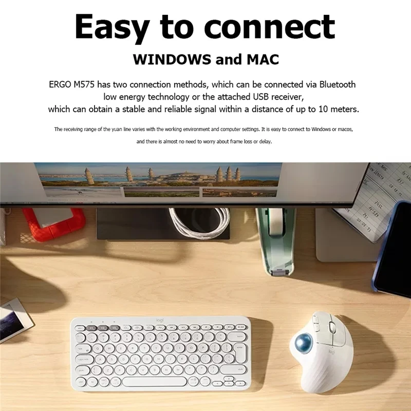 Мышь Компьютерная Logitech ergo m575 беспроводная эргономичная 5 кнопок 2 4 ГГц |