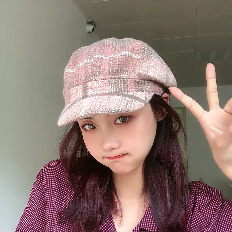 Шерстяной женский берет осенне зимняя восьмиугольная шапка стильная шляпка