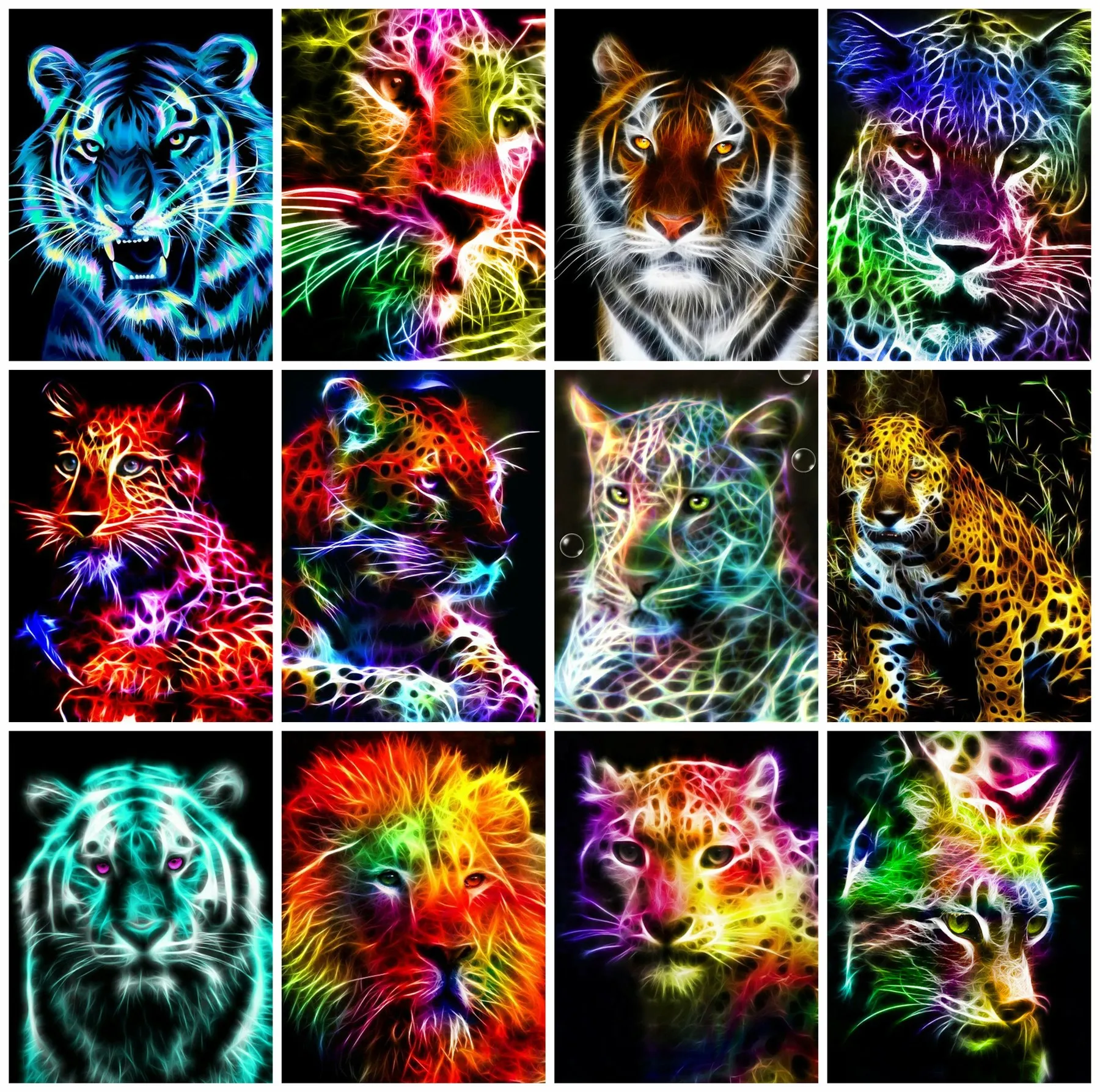 

Full Square/Round Drill Mosaic Leopard 5D Diamond Painting Cross Stitch Embroidery Tiger Art Animal Mural Wall Sticker Kit