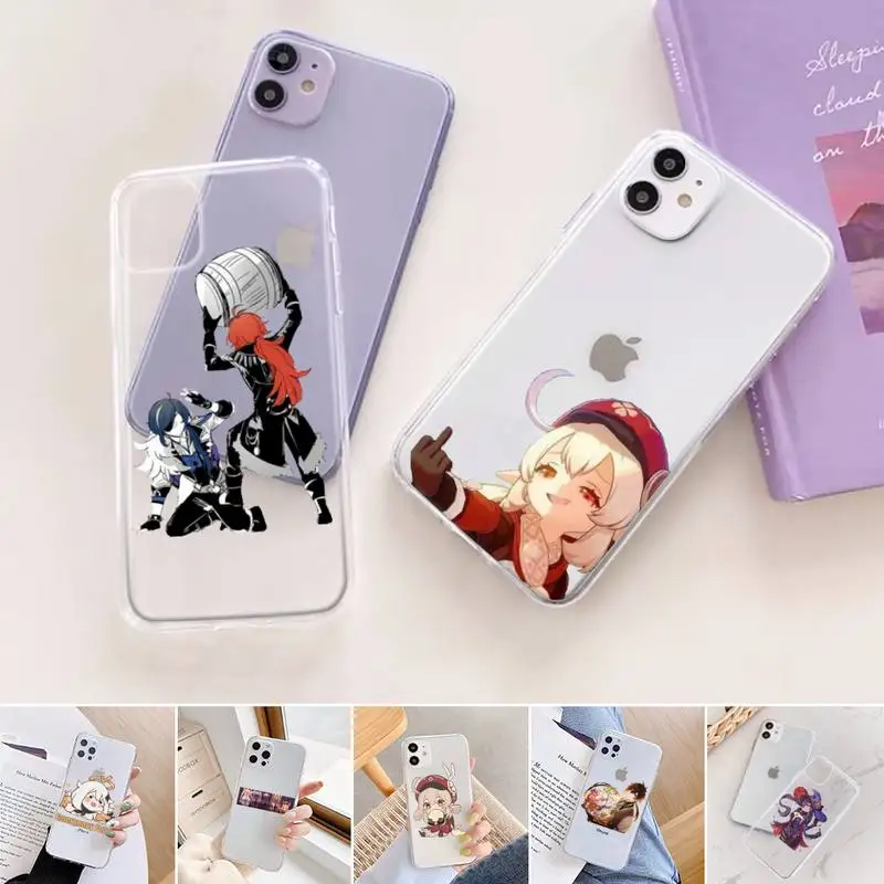 

Genshin Impact Phone Case Transparent for iPhone 11 12 6 7 8 Pro X XS Max XR Plus Silicone Soft TPU Clear mobile bags