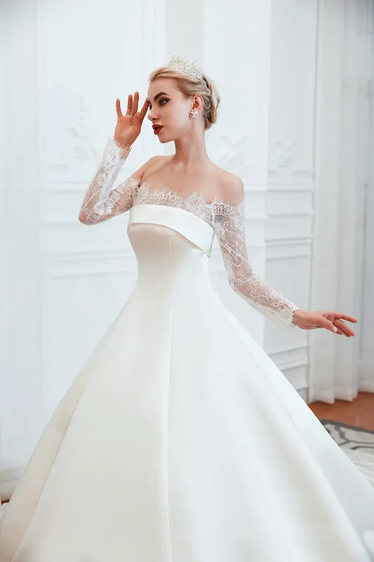 SWEMILE романтическое кружевное бальное платье с ресницами свадебное 2019 Vestido De Noiva