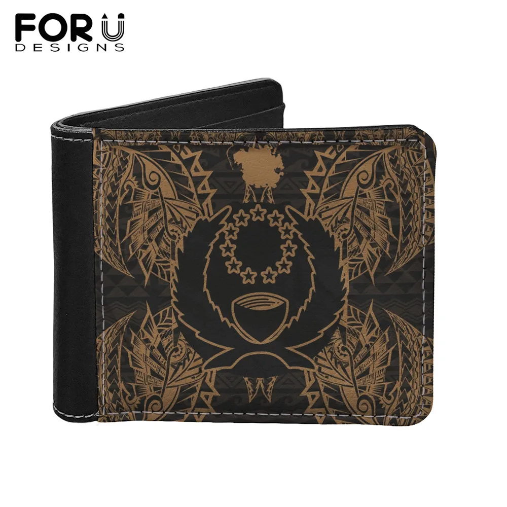 

FORUDESIGNS коричневый винтажный понпей полинезийское племя тонкие кошельки для мужчин Мини Кожаный Twifold Кошелек держатель для карт для мужчин