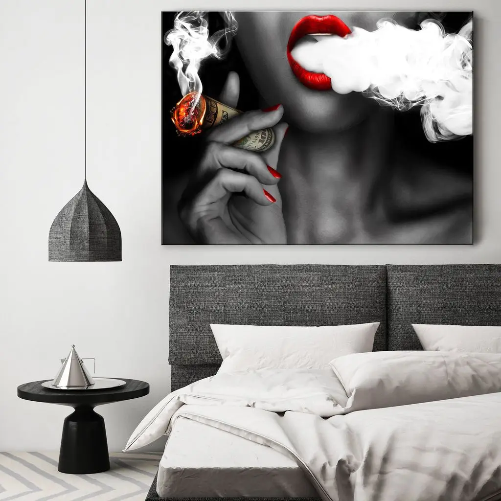 

Clouds Money Painting Print on Canvas Sexy Women Wall Art Posters Decorative Pictures for Living Room Home Decor Frameless