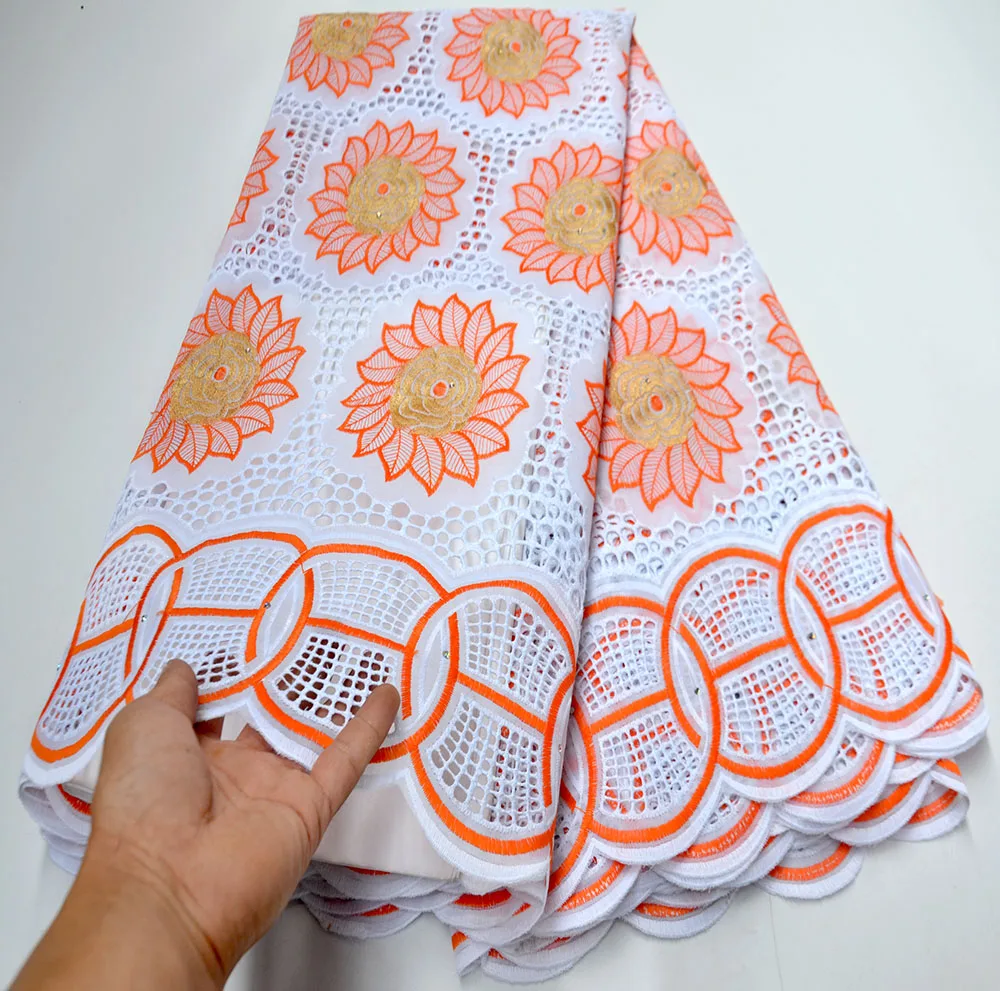 

Latest swiss voile lace in switzerland african cotton lace fabric 5 yards embroidered cotton fabric for party dress