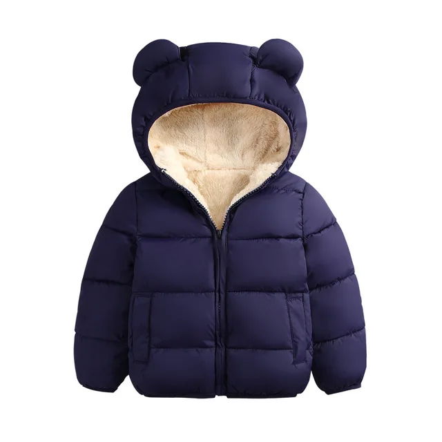 dark blue Зимняя верхняя одежда для детей пуховик для мальчиков и девочек новогодние костюмы для мальчиков, теплый жилет для малышей Детское пальто с меховым капюшоном, одежда - Цвет: dark blue