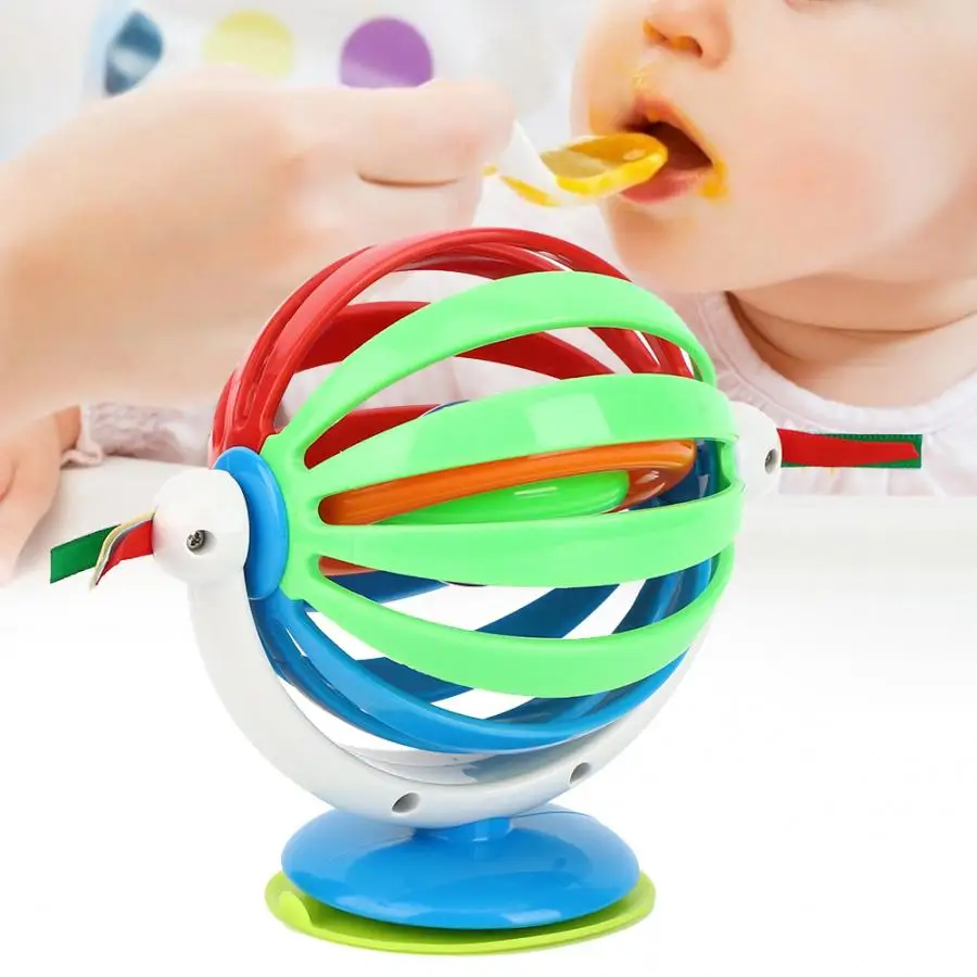 Детская игрушка погремушка с присоской цветной Радужный шарик для детей