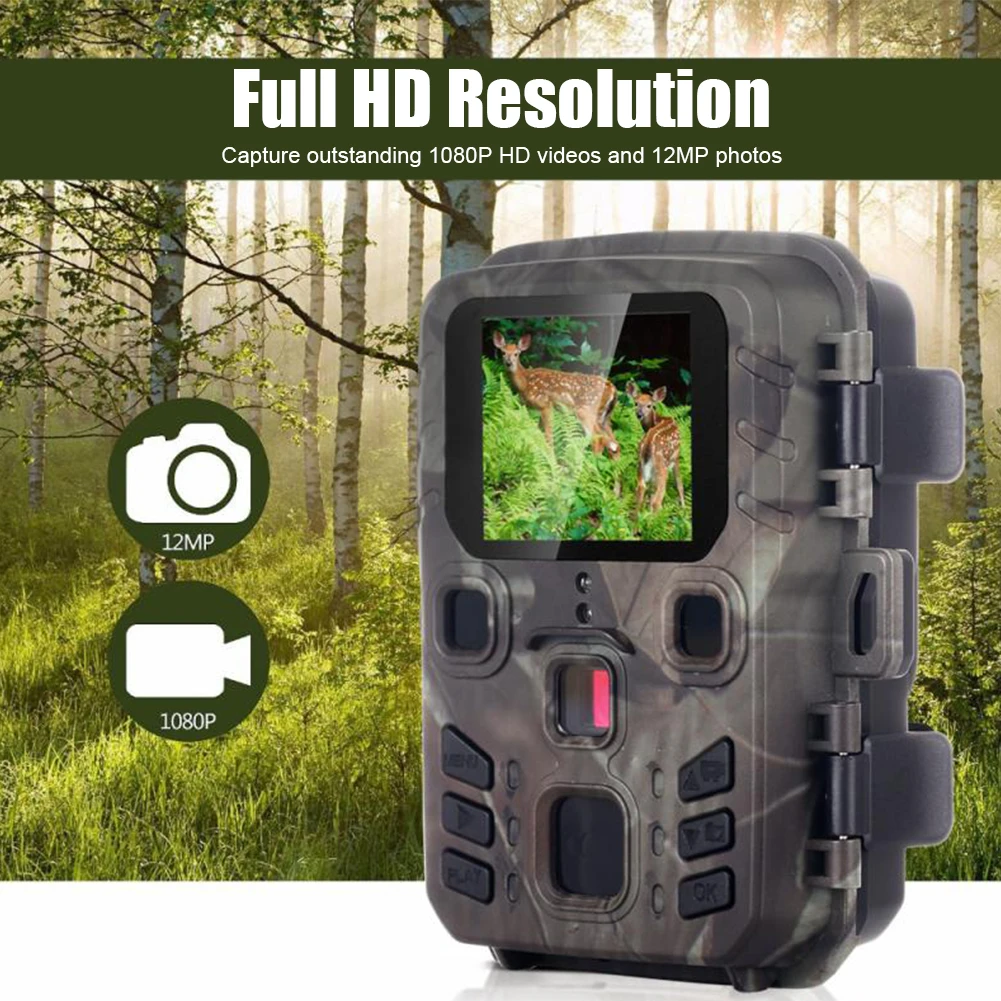 

Outdoor Hunting Camera 12MP Wild Animal Detector Trail Camera HD Waterproof Monitoring Infrared Heat Sensing Night Vision PR100