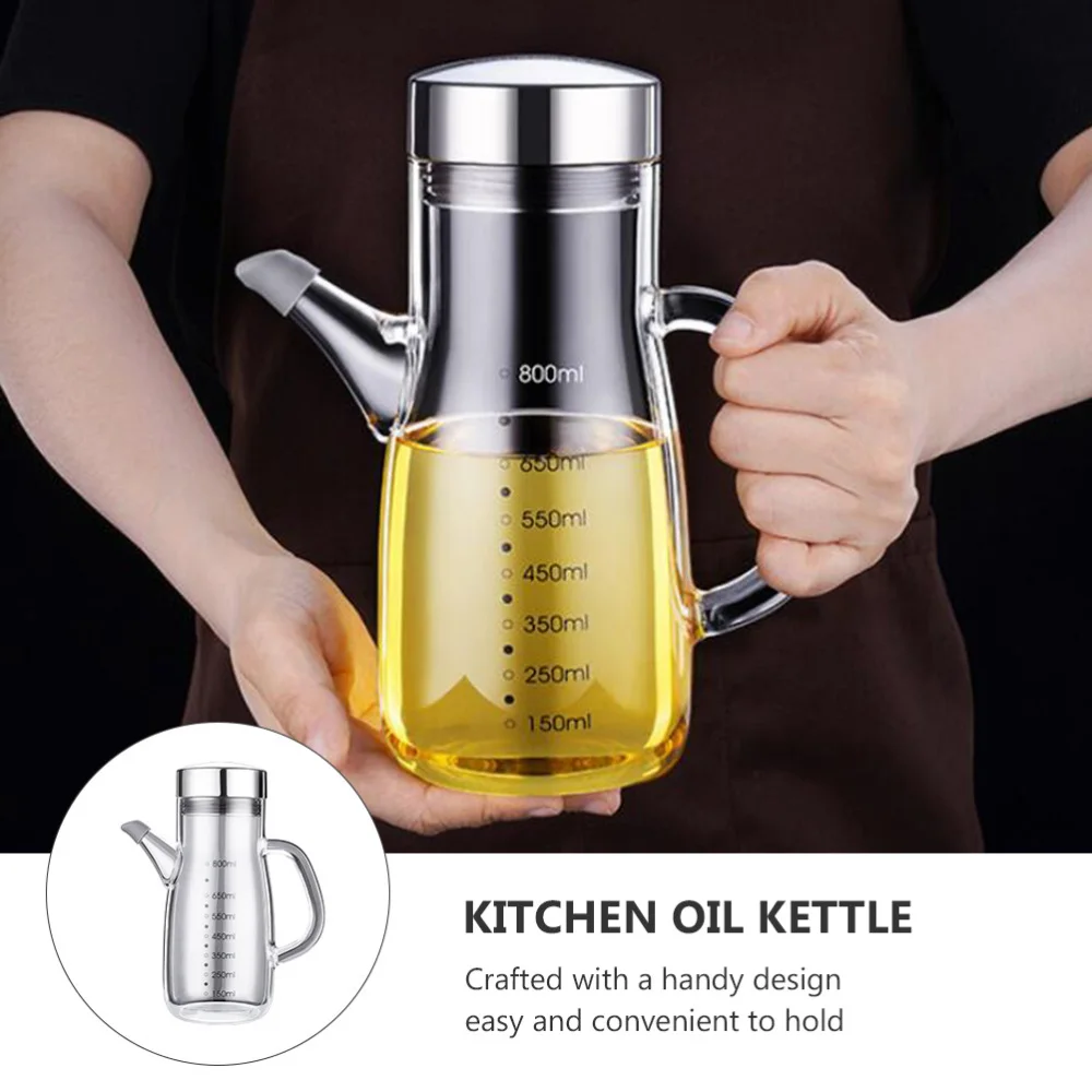 

1 Pc Multipurpose Oil Can Glass Oil Bottle Large Capacity Oil Pot (Transparent)