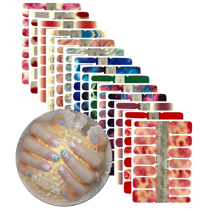 1 лист ногтей Стикеры YMC обертывания Цветущий лак для метал полоски яркого Цвета