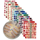 1 Лист наклейки для дизайна ногтей YMC, новые цветущие лак для ногтей, метал полосок, ярких цветов, водостойкие, полное покрытие, патчи для ногтей, маникюр