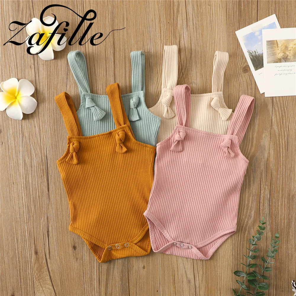 

ZAFILLE Sleeveless Overalls For Kids Newborn Girls Clothing Striped Baby Summer Bodysuit Cute Toddler Girls Romper Cotton Outfit