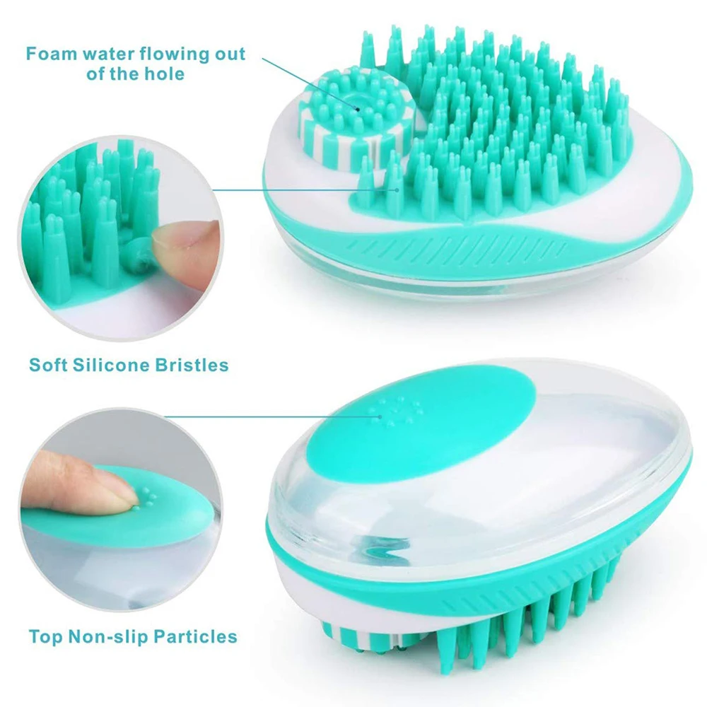 

Pet Dog Cat Bath Brush 2-in-1 Pet SPA Massage Comb Soft Silicone Pet Shower Hair Grooming Cmob Dog Cleaning Tool Pet Supplies