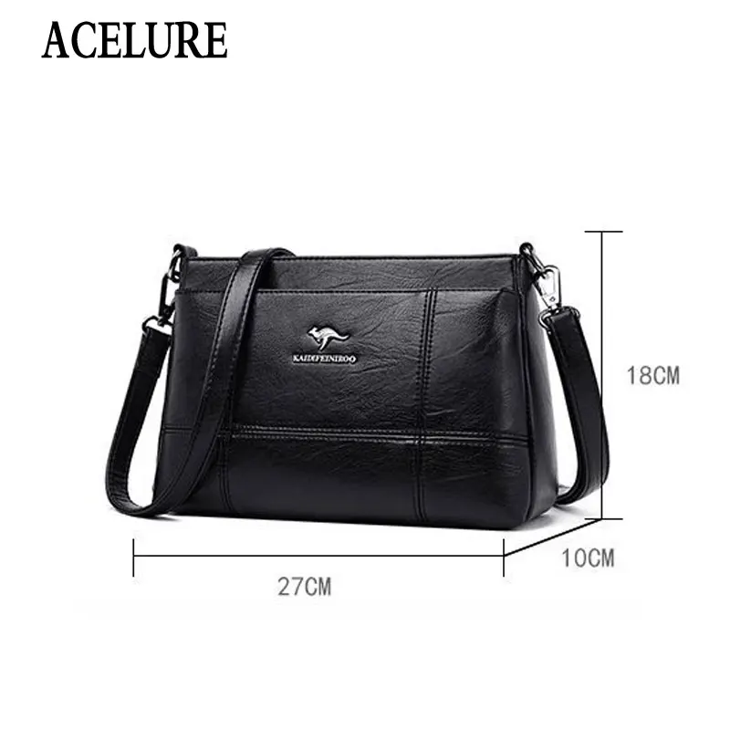 

ACELURE High Capacity Shopping Party Purse Bags Solid Color PU Leather Small Shoulder Bags for Women Ladies Black Red Zipper
