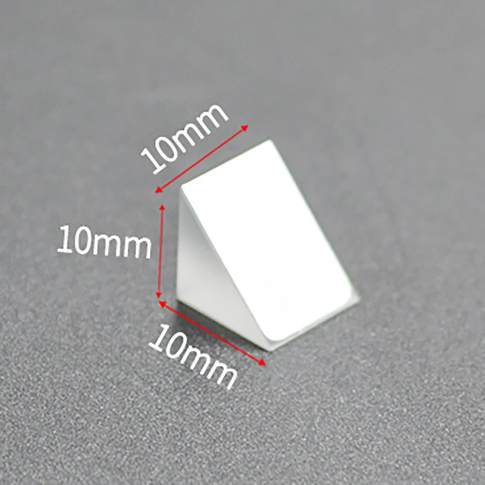 

Optical Triangular Prism 10*10*10mm Right Angle Internal Reflection Prisms Mirror Reflective Surface Coated Aluminum and Black