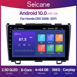 Автомобильный мультимедийный плеер Seicane, головное устройство 2DIN, Android 10,0, 2 + 32 ГБ, GPS-навигация для Honda CR-V 3 RE crv 2006-2011, QLED
