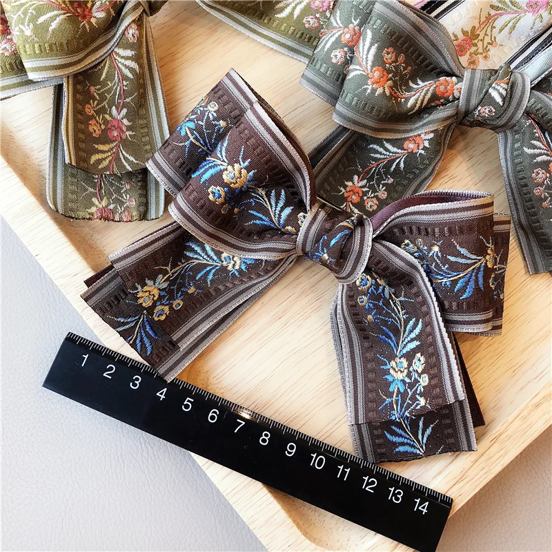 Модные весенние заколки с вышитыми цветами для девочек волос Женские аксессуары