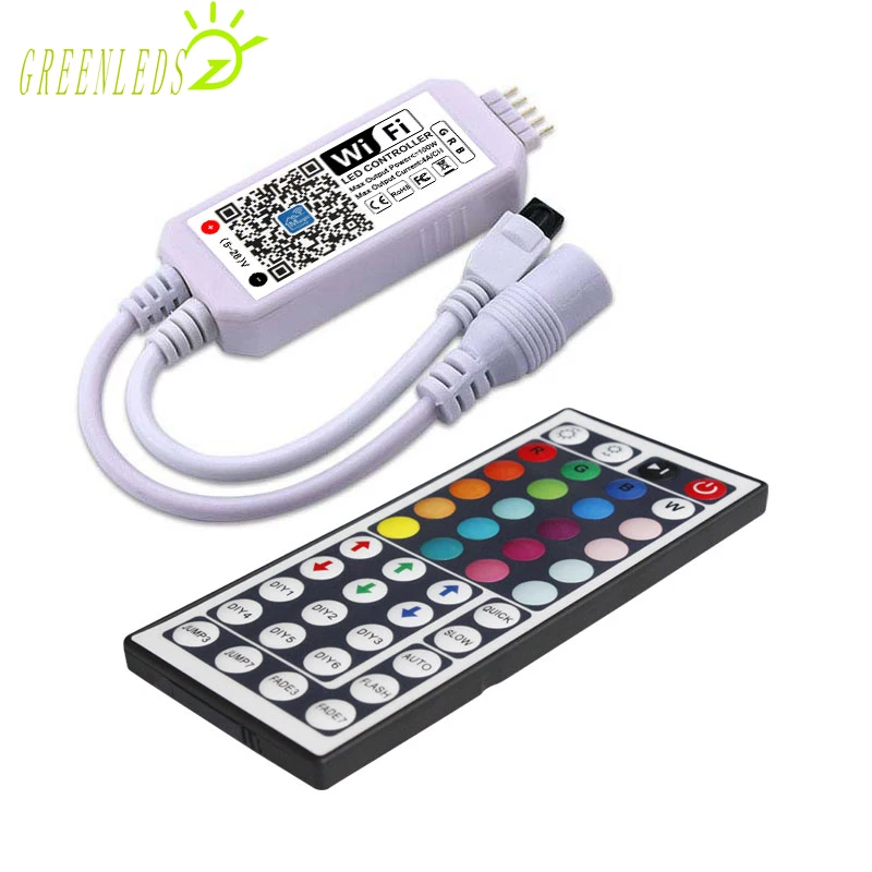 

LED RGB Mini IR 44 Keys WIFI Music Controller JM-MWIR-RGB-44 DC5-28V 12A WIFI Controller