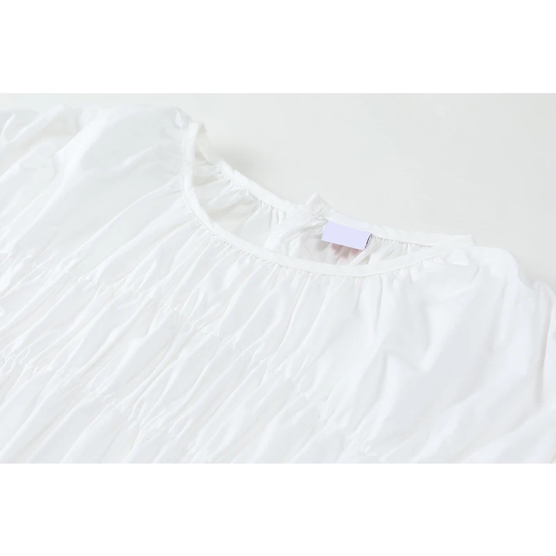 

2021 New Summer Elegant Folds Dress Women Puff Short Sleeve Dresses With Printed Suspender Sweet Trendy Female 2 Piece Dresses