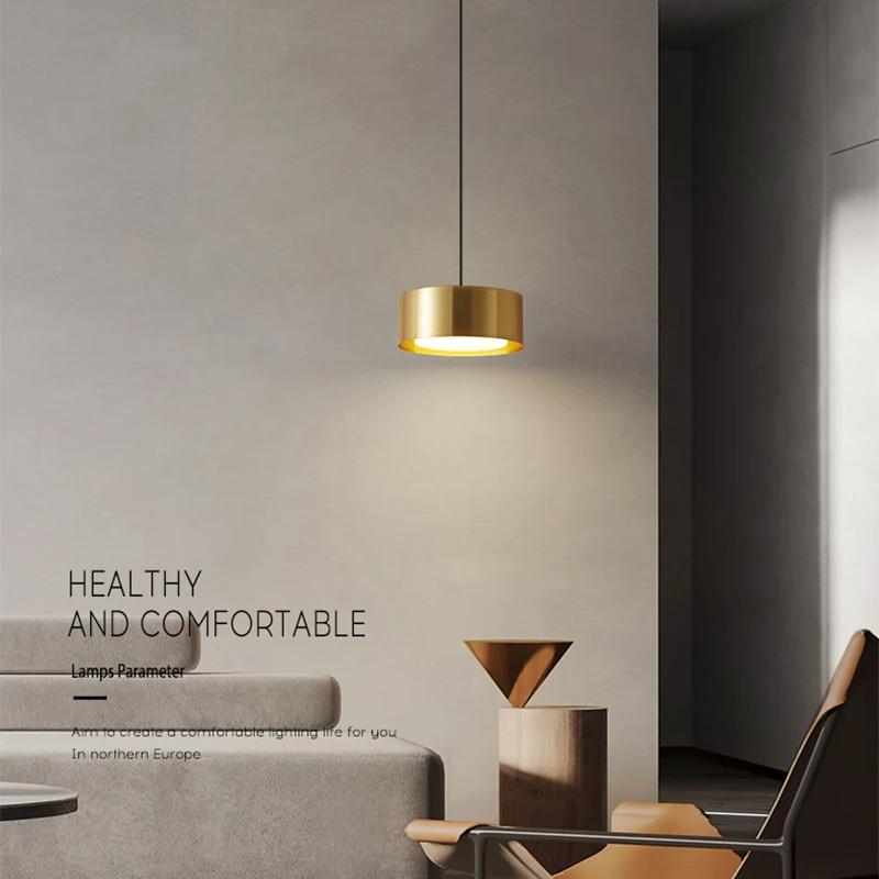 Скидка Дизайнерская креативная лампа в скандинавском стиле для ресторана, круглая акриловая лампа для бара, Золотая Минималистичная прикроватная...