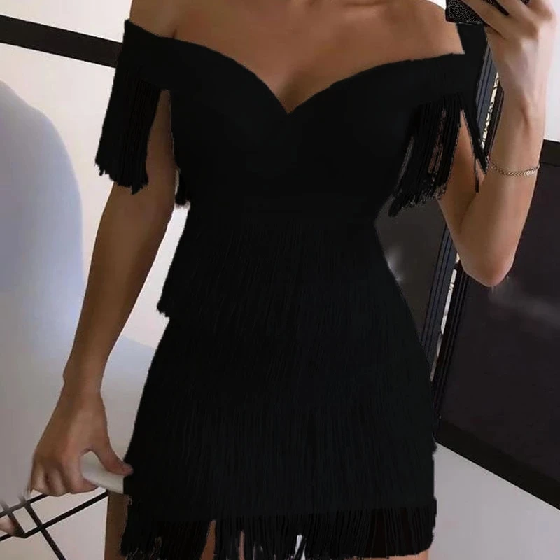 2021 однотонной Бахромой Сексуальное Женское платье с открытой спиной без рукавов