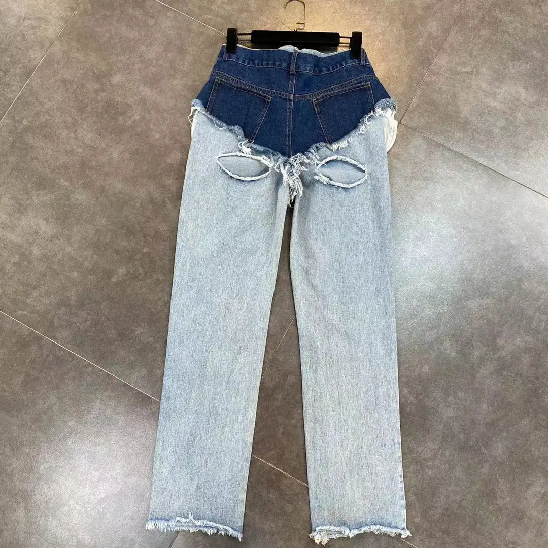 DEAT/Новинка весны 2021 года Рваные джинсовые шорты Синие джинсы Комплект из двух