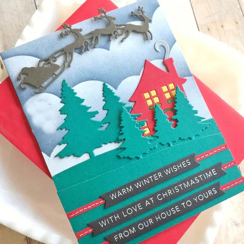 Металлические штампы для вырезания рождественский дом скрапбукинга бумаги