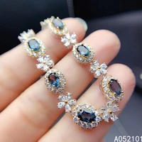 kjjeaxcmy fine jewelry s925 sterling silver inlaid natural blue topaz new girl lovely hand bracelet support test chinese style