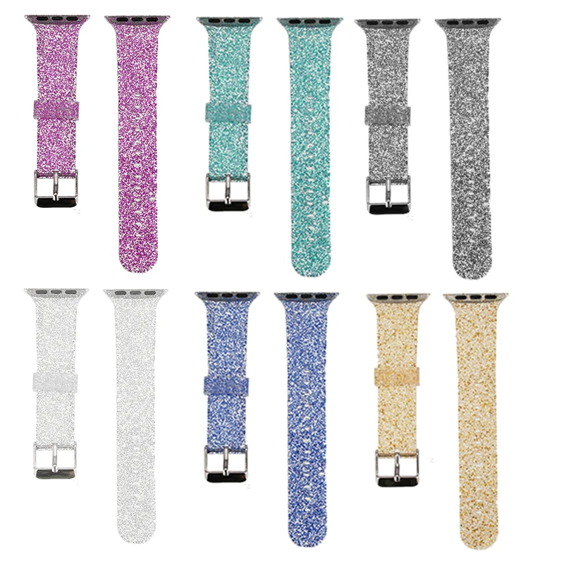 38 мм 42 силиконовый ремешок для часов Прозрачный блестящий водонепроницаемый