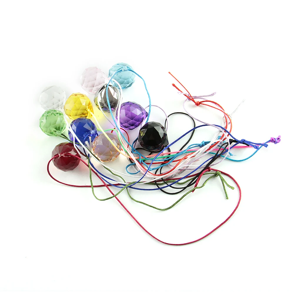 

50pcs Mix Colour Hanging Chandelier Cut-faceted Balls Crysta With Hanging Hole With Line For Chandelier Lighting Wedding Pendant