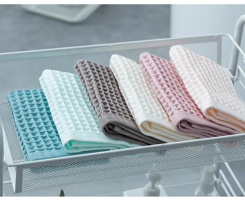 4PCS Cotton Waffle Hand Towels For Adults Plain Washcloth Face Care Bathroom Cotton Waffle Towel 34.5x74cm