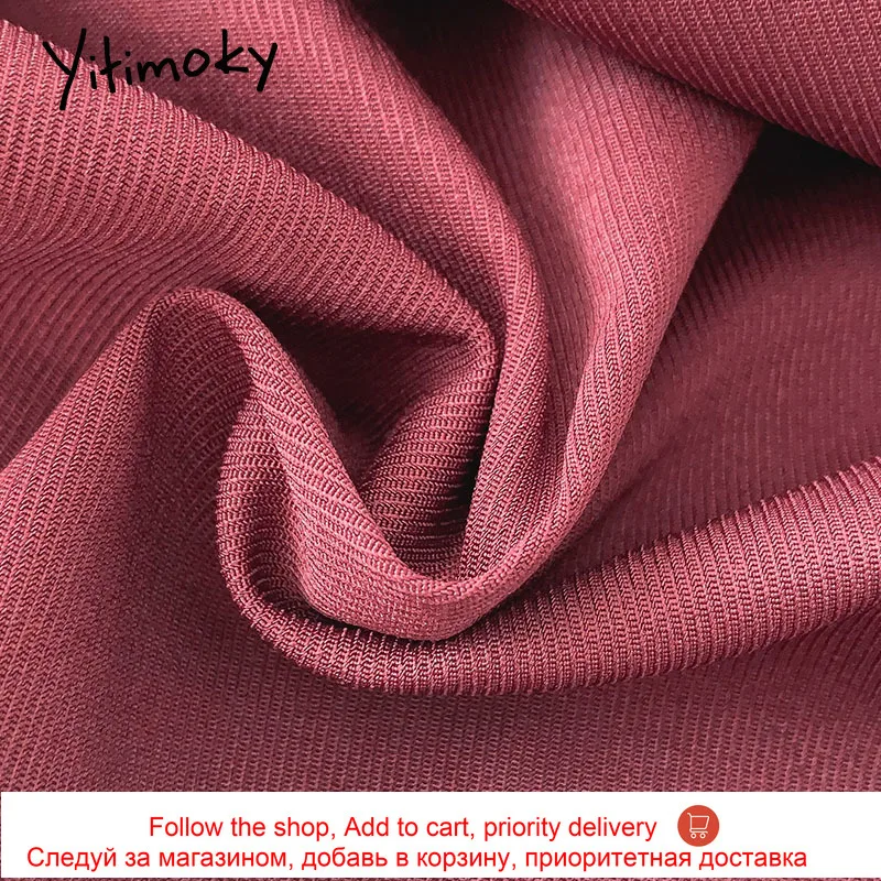 

Yitimoky Vintage Button Up Blouse Women Long Sleeve Tops Collar Burgundy Casual Shirts 2021 Spring Minimalist Fashion Clothes
