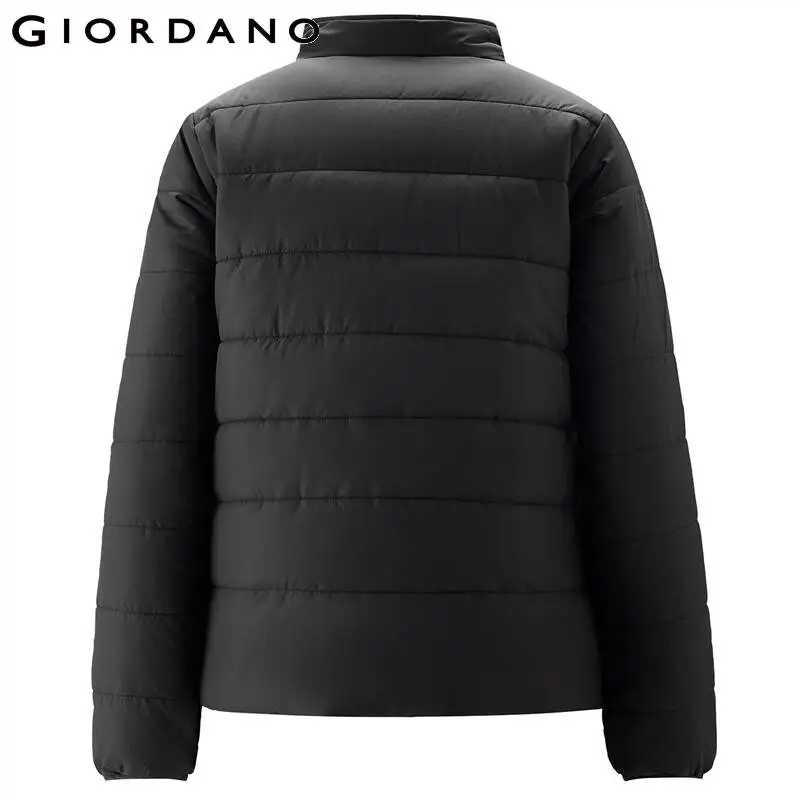 Giordano Women Coat Solid Color Button Closure Coat Stand Collar Windproof Multi-Pocket Causal Jakcets 05371712