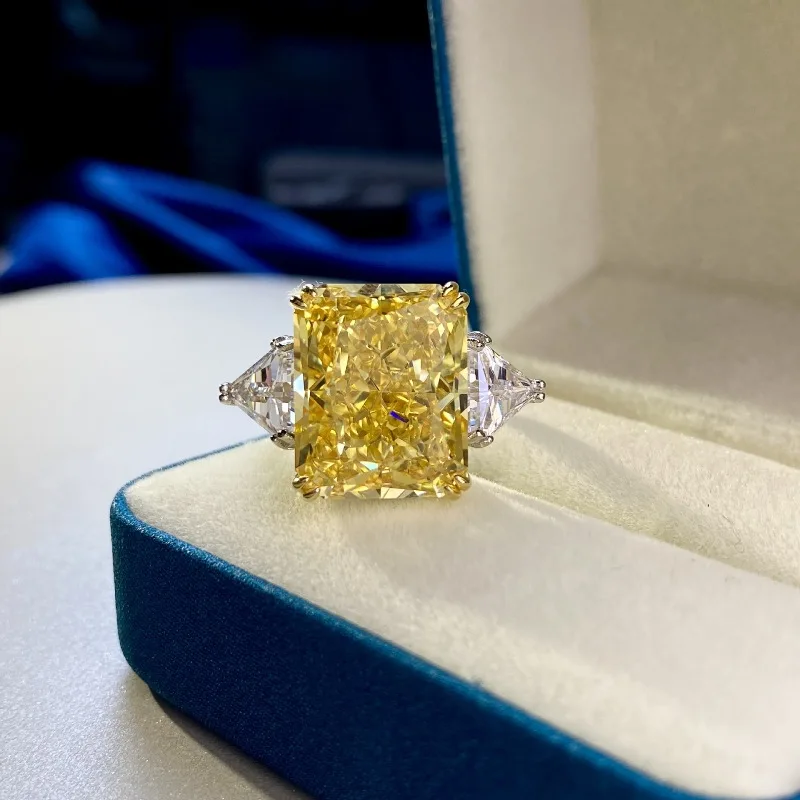 

100% S925 Sterling Silver 13*16 Topaz High Carbon Diamond Bridal Luxury Rings For Women Party Fine Jewelry Gift