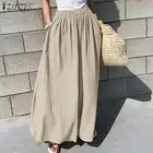 Женские офисные длинные брюки ZANZEA, хлопковые брюки с широкими штанинами, свободные, с карманами, уличная одежда, 2021