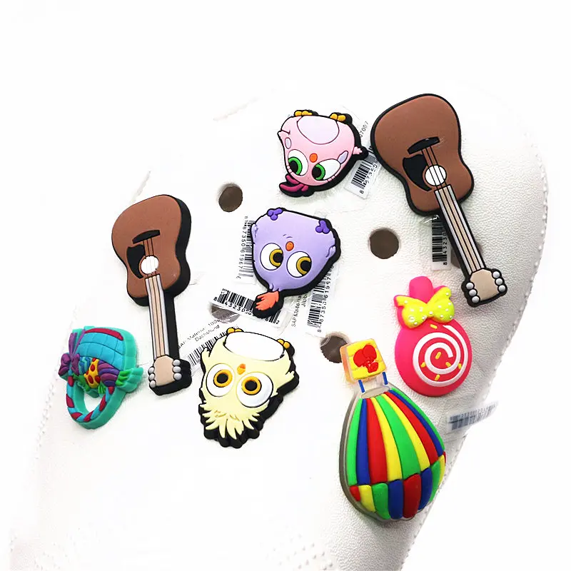 Original 1pcs Lollipop Shoe Croc Charms Chick Guitar Hot-air balloon PVC Shoe Decoration Accessories JIBZ fit Kids Party Gifts