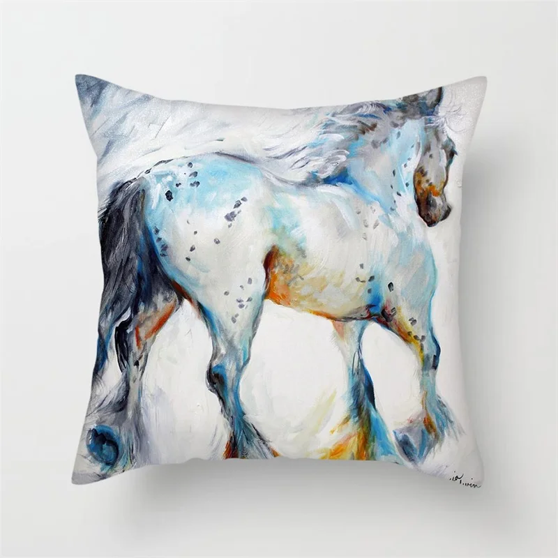 Fuwatacchi Animal Oil Painting Cushion Cover Dog Panda Horse Deer Tiger Chicken Pillow for Home Chair Decor Pillowcases | Дом и сад