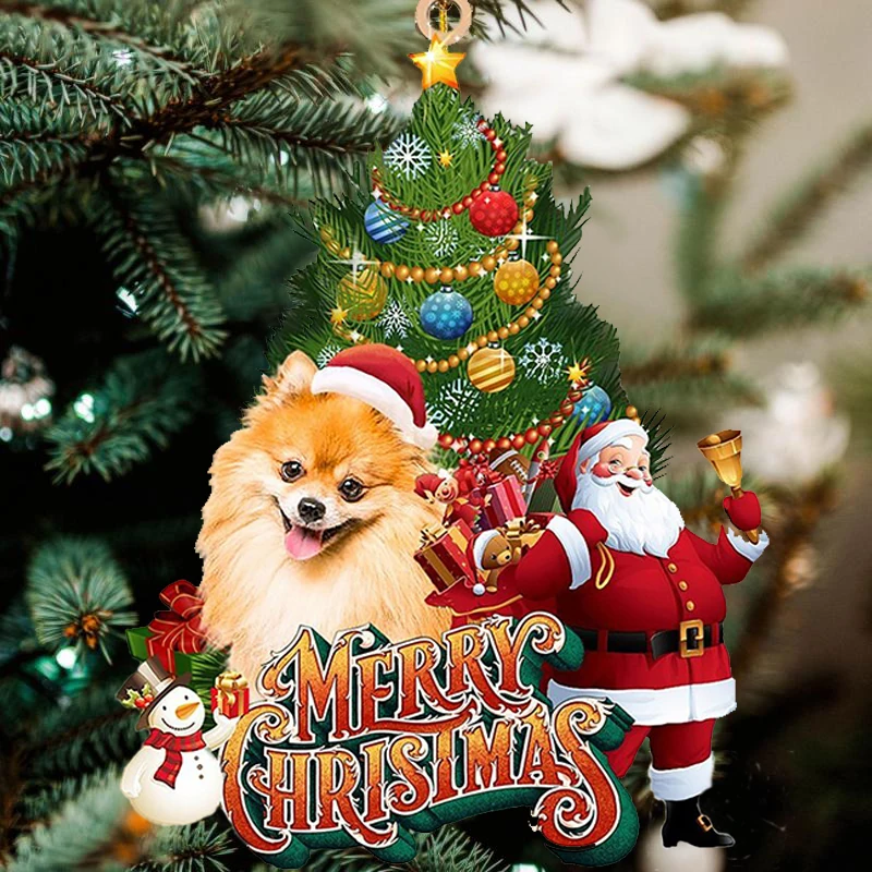 

1 шт. Санта-Клаус с собакой, украшения, деревянные рождественские подвесные кулоны, Рождественская елка, подарок, Домашняя вечеринка, Декор, ...