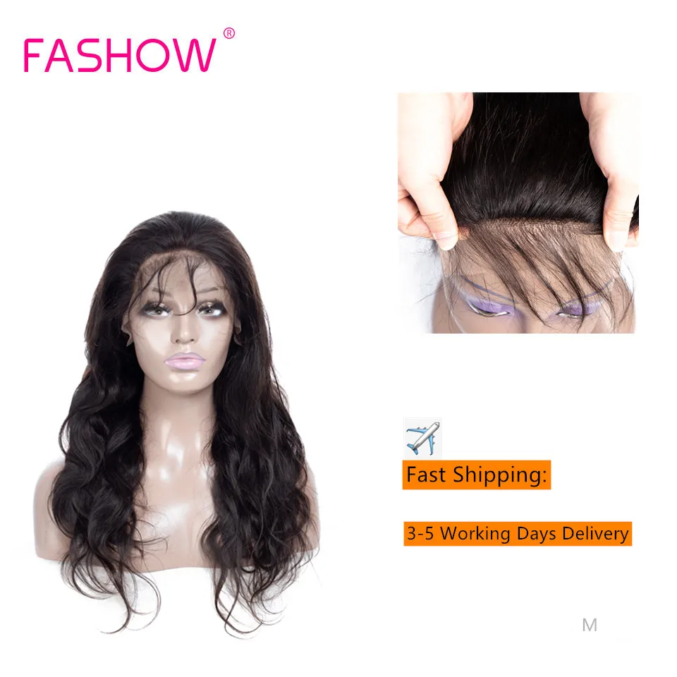 

Fashow 28 30 Inch Full Lace Wig 100% Huaman Hair Mongolian Body Wave Remy Hair Natural Wig With Swiss Lace Pre Plucked For Women