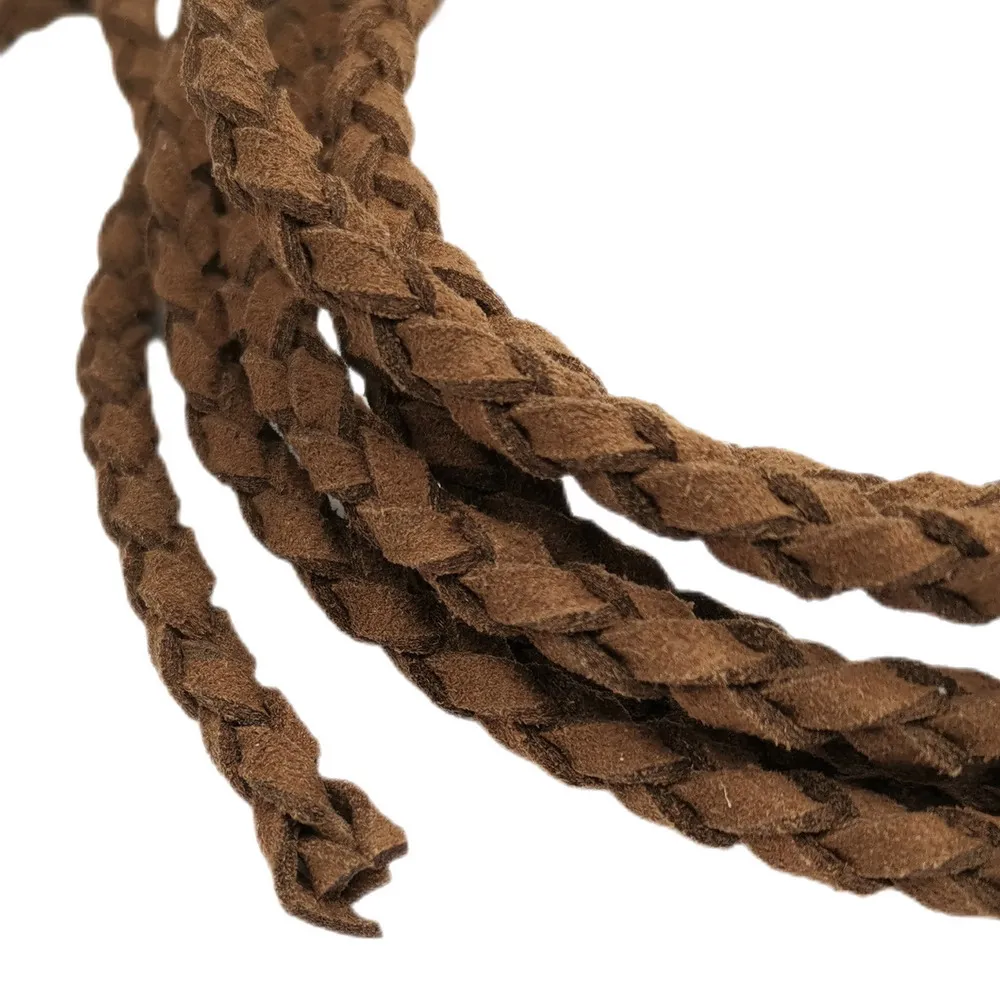 

5 Yards 6mm Brown Suede Leather Braided Bolos Cords Soft Leather Strap