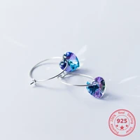 real 100 925 sterling silver colors heart stone bohemia eardrop earring 2019 for fashion women fine jewelry accessories gift
