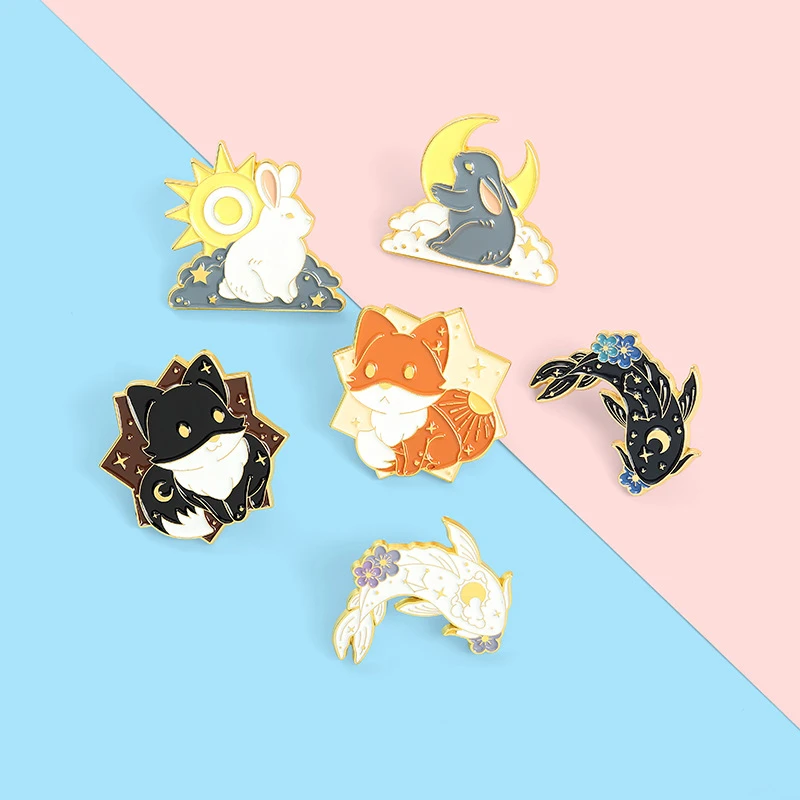 

New Cute Animal Brooch Fox Fish Rabbit Brooch Creative Cartoon Puppy Brooch For Women Cute Backpack Lapel Pin Badge Jewelry Gift