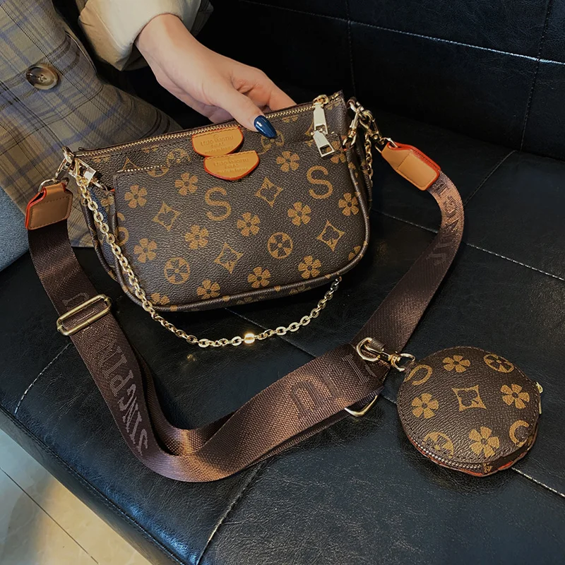 

Роскошные дизайнерские сумки через плечо для женщин 3 в 1, винтажные маленькие кошельки и сумочки от известного бренда из искусственной кожи...