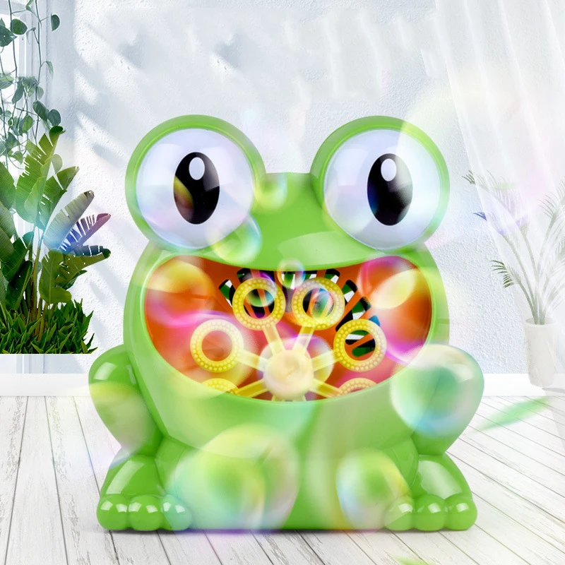 

Funny Automatic Electrical Green Frog Bubble Machine Bubble Maker Baby Bath Shower Toy With 5 Packs Of Bubble Liquid For Kids
